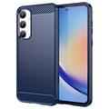 Samsung Galaxy A35 Geborsteld TPU Hoesje - Koolstofvezel - Blauw