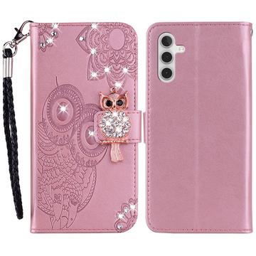 Samsung Galaxy A35 Uil Strass Portemonnee Hoesje - Roségoud