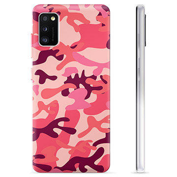 Samsung Galaxy A41 TPU Hoesje - Roze Camouflage