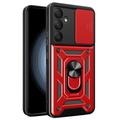 Samsung Galaxy A55 Rotary Ring Hybrid Case with Camera Shield - Rood