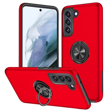 Samsung Galaxy S21 FE 5G Magneet Ring Grip / Standaard Hoesje - Rood