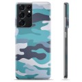 Samsung Galaxy S21 Ultra 5G TPU Hoesje - Blauw Camouflage