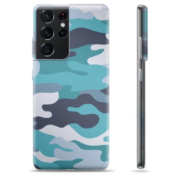 Samsung Galaxy S21 Ultra 5G TPU Hoesje - Blauw Camouflage