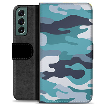 Samsung Galaxy S22+ 5G Premium Portemonnee Hoesje - Blauw Camouflage