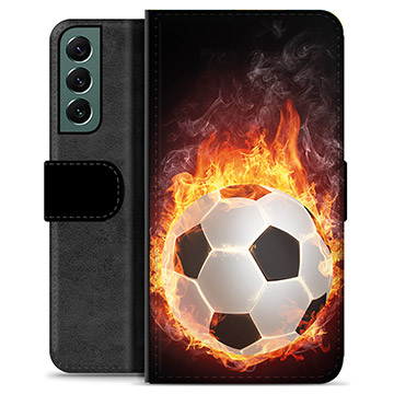 Samsung Galaxy S22+ 5G Premium Portemonnee Hoesje - Voetbal Vlam