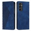 Samsung Galaxy S24 FE Ruitpatroon Portemonnee Hoesje met Magnetische Sluiting - Blauw