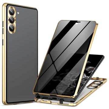 Samsung Galaxy S24 Magnetisch Hoesje met Gehard Glas - Privacy - Goud