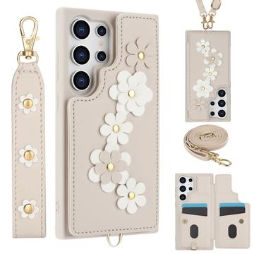 Samsung Galaxy S24 Ultra Bloemendecor hoesje met riem