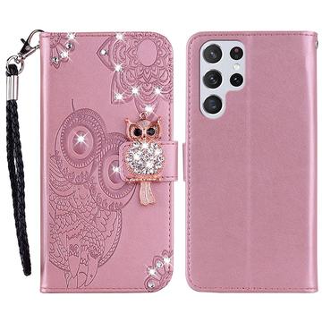 Samsung Galaxy S24 Ultra Uil Strass Portemonnee Hoesje