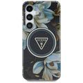 Samsung Galaxy S25 Guess Glitter Flowers Triangle Buttons MagSafe hoesje