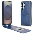 Samsung Galaxy S25 Ultra Verticale Flip Hoesje met Kaartsleuf - Donkerblauw