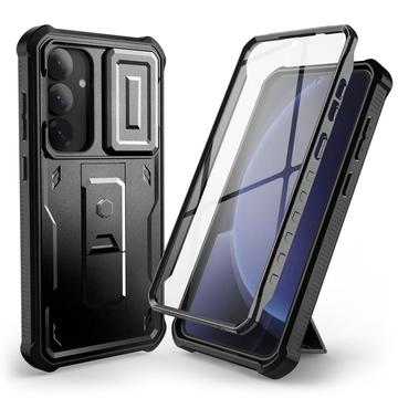 Samsung Galaxy S25+ Tech-Protect Kevlar Cam+ Hoesje - Schermbeschermer, Camerabeveiliging, Kickstand - Zwart