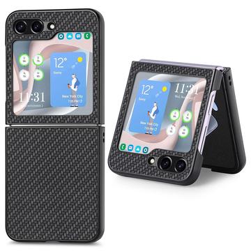 Samsung Galaxy Z Flip5 Hybride Hoesje - Koolstofvezel - Zwart