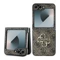 Samsung Galaxy Z Flip6 Guess 4G Big Metal Logo Hybride Hoesje - Bruin