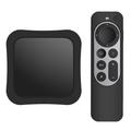 Set-top box + afstandsbediening Silicone Anti-drop beschermhoezen Set voor Apple TV 4K 2021 - Zwart