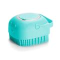 Zachte honden/kattenbadborstel met shampoodispenser - Blauw