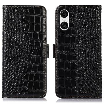 Sony Xperia 10 VI Crocodile Series Wallet Leren Hoesje met RFID