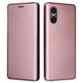 Sony Xperia 10 VI Flip Hoesje - Koolstofvezel - Rose Gold