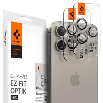 iPhone 16 Pro/16 Pro Max Spigen Glas.tR Ez Fit Optik Pro Lens Glazen Protector - Natuurlijk titanium