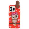 3D Figure-serie iPhone 14 Pro TPU Hoesje - Rood / Uil