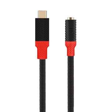 Tactical Pin4Fun Robuuste USB-C naar 3.5mm-adapter - 10cm - Zwart / Rood