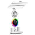 Touch 3 Modes LED Oogbescherming Bureaulamp met Klok, Ventilator en Penhouder - USB Voeding