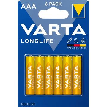 Varta Longlife LR03/AAA batterij - 6 stuks.