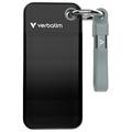 Verbatim 32190 Pocket SSD met sleutelhanger - 1TB, USB 3.2 Gen.2 Kabel - Zwart / Grijs