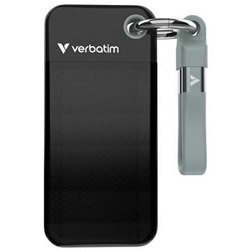 Verbatim 32190 Pocket SSD met sleutelhanger - 1TB, USB 3.2 Gen.2 Kabel - Zwart / Grijs