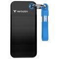 Verbatim 32191 Pocket SSD met sleutelhanger - 1TB, USB 3.2 Gen.2-kabel - Zwart / Blauw