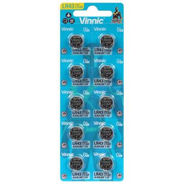 Vinnic Mini G12/LR43 knoopcel batterijen - 10 stuks.