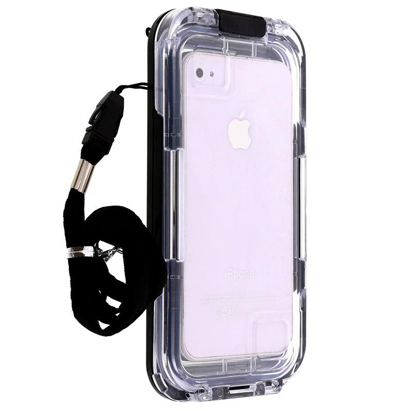 iPhone 5/5S/SE waterdicht hoesje halskoord - doorzichtig/zwarte kleur