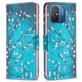 Xiaomi Redmi 12C, Poco C55 Wonder Series Wallet Case - Witte Bloemen