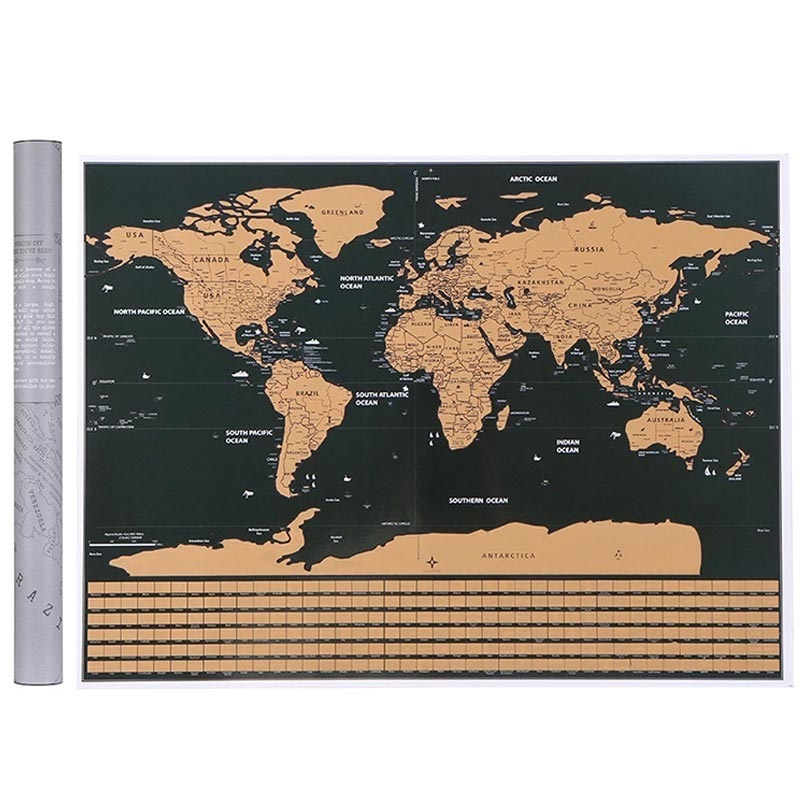 Midden Mew Mew Samenpersen Scratch Map Wereldkaart met Nationale Vlaggen