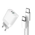 XO L64 20W Wandoplader met USB-C kabel - PD, QC 3.0 - Wit