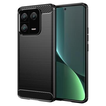 Xiaomi 13 Pro Geborsteld TPU Hoesje - Koolstofvezel - Zwart