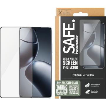 Xiaomi 14T/14T Pro PanzerGlass Safe Ultra-Wide Fit Glazen Screenprotector - 9H - Zwarte rand