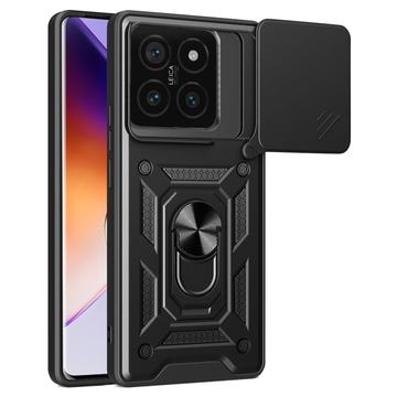 Xiaomi 14T Pro Hybride Hoesje met Roterende Ring en Cameraschild - Zwart