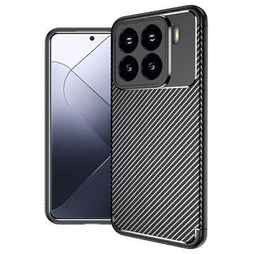 Xiaomi 15 Pro Beetle Koolstofvezel TPU Hoesje - Zwart