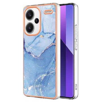 Xiaomi Redmi Note 13 Pro+ Marmerpatroon Gegalvaniseerd IMD TPU Hoesje - Blauw