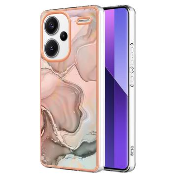 Xiaomi Redmi Note 13 Pro+ Marmerpatroon Gegalvaniseerd IMD TPU Hoesje - Roze