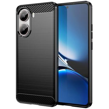 Xiaomi Redmi Turbo 4/Poco X7 Pro Geborsteld TPU Hoesje - Koolstofvezel - Zwart