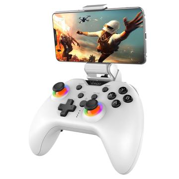 iPega PG-9111B Stille draadloze gamecontroller met RGB - Android/iOS/PS4/PC/Switch - Wit