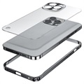 iPhone 13 Pro Max metalen bumper met achterkant van gehard glas - zwart