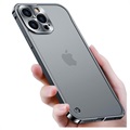 iPhone 13 Pro Max metalen bumper met achterkant van gehard glas - zwart