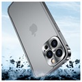 iPhone 13 Pro Max metalen bumper met achterkant van gehard glas - zwart