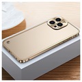 iPhone 13 Pro Max metalen bumper met achterkant van gehard glas - goud