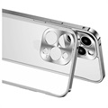 iPhone 13 Pro Max metalen bumper met achterkant van gehard glas - zilver