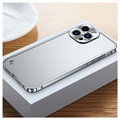 iPhone 13 Pro Max metalen bumper met achterkant van gehard glas - zilver