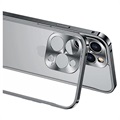 iPhone 13 Pro metalen bumper met achterkant van gehard glas - zwart